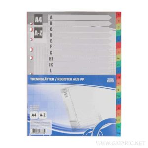 TTO PVC DIVIDERS A4 A-Z  407778 COLOURED