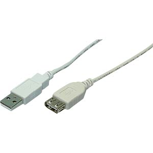 LOGILINK CABLE USB 2.0 EXTENSION M/F 2M WHITE CU0010